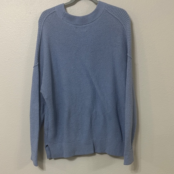 Aerie Blue Ribbed Knit Oversized Crewneck Sweater - Picture 3 of 9